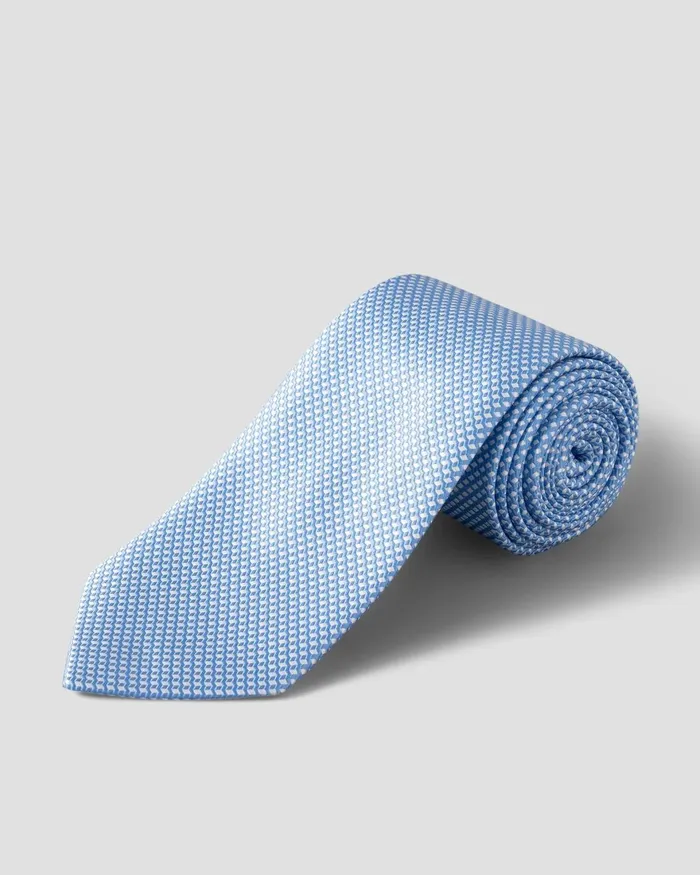 Men Blue Geometric Woven Tie Blue Eton Ties