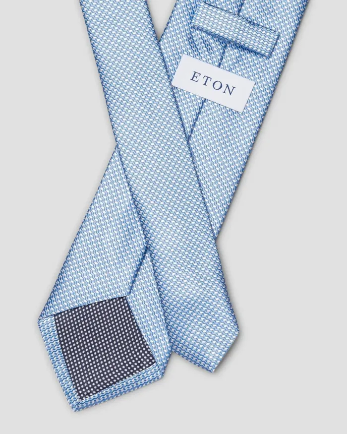 Men Blue Geometric Woven Tie Blue Eton Ties Men Blue Geometric Woven Tie Blue Eton Ties