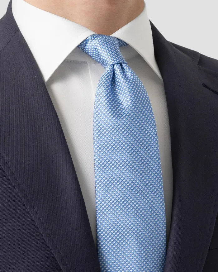 Men Blue Geometric Woven Tie Blue Eton Ties Men Blue Geometric Woven Tie Blue Eton Ties
