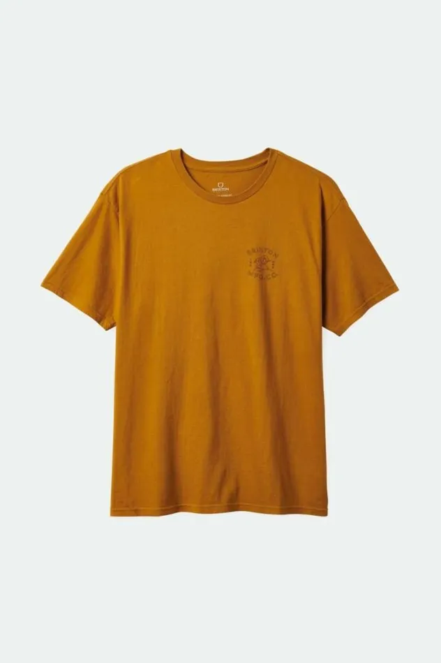 Men Bryden SS Relaxed Tee Golden Brown Classic Wash Brixton TShirts