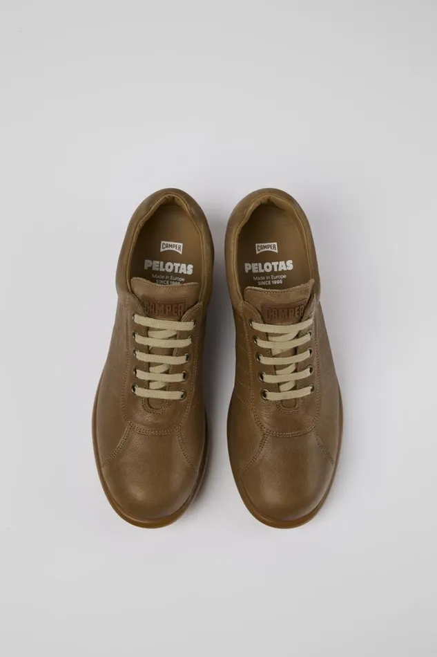 Men Camper Casual Shoes Pelotas Brown Leather Oxford Sneaker