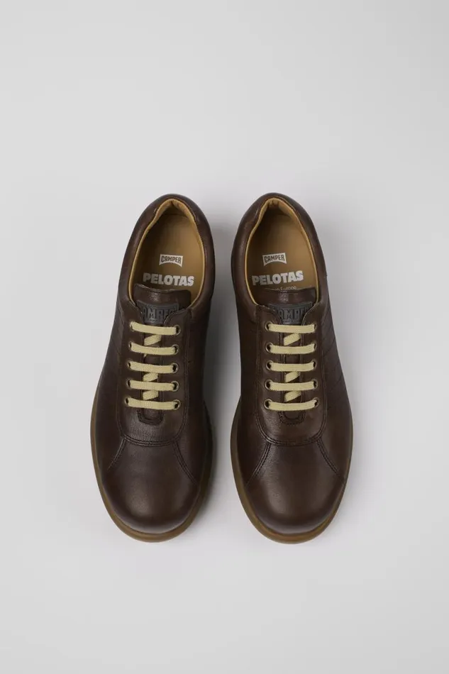 Men Camper Casual Shoes Pelotas Brown Leather Shoes