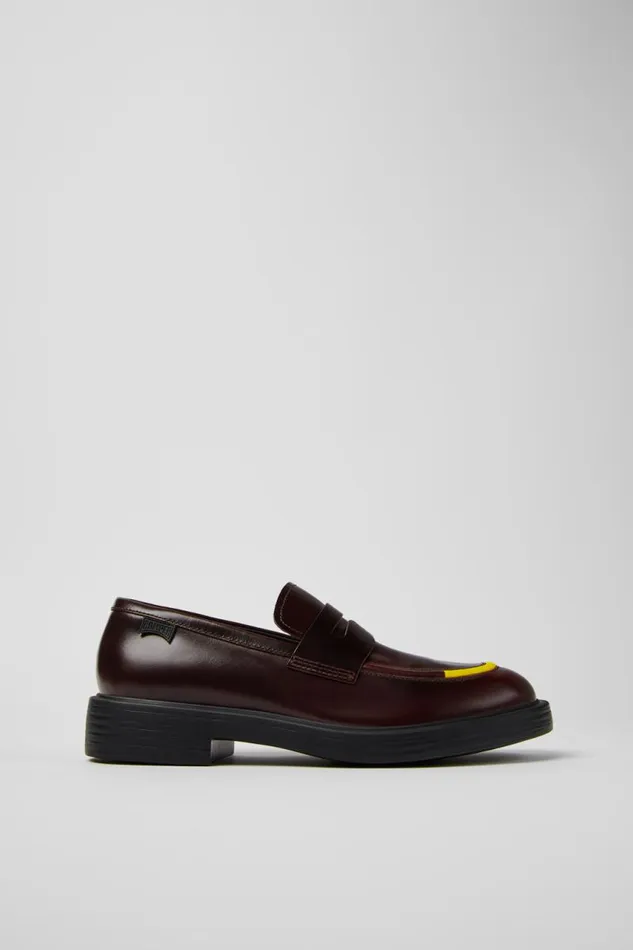 Men Camper Formal Shoes Twins Burgundy Leather Shoes