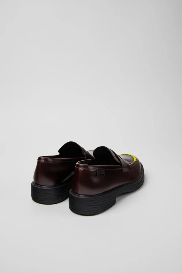 Men Camper Formal Shoes Twins Burgundy Leather Shoes