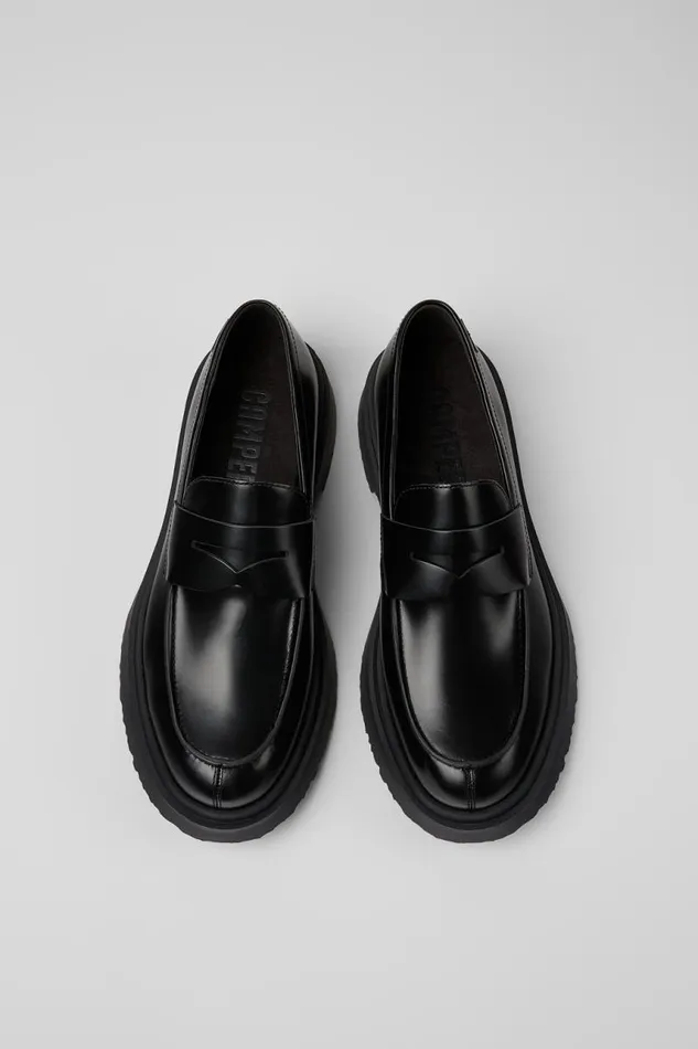 Men Camper Formal Shoes Walden Black Leather Loafers