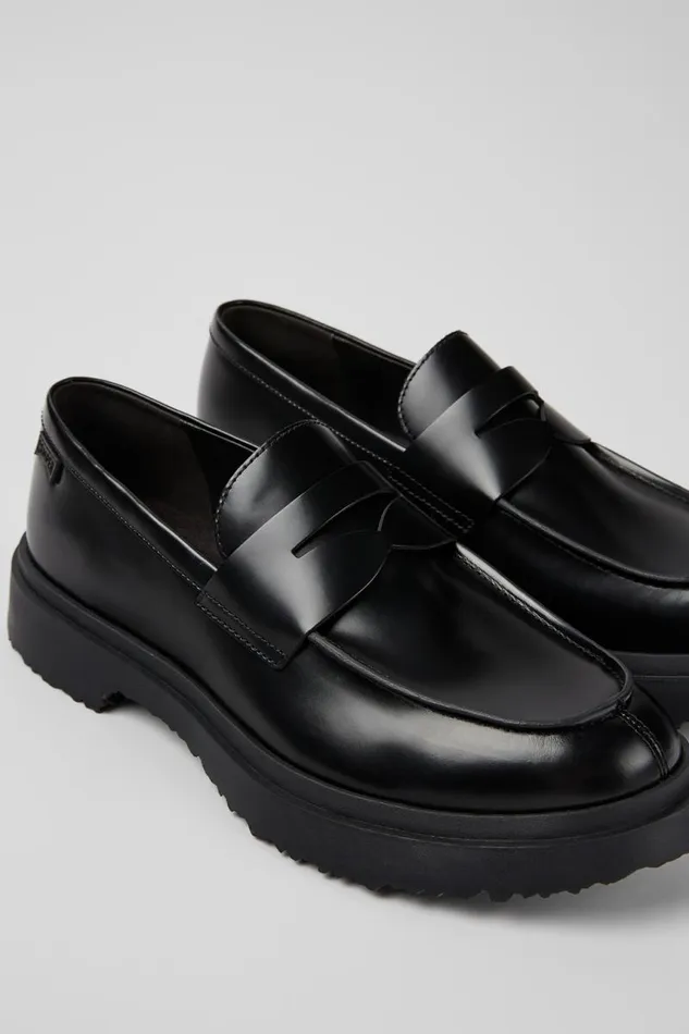 Men Camper Formal Shoes Walden Black Leather Loafers