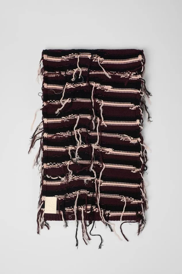 Men Camper Knit Knit Scarf Brown Intarsia Knit Scarf Men Camper Knit Knit Scarf Brown Intarsia Knit Scarf