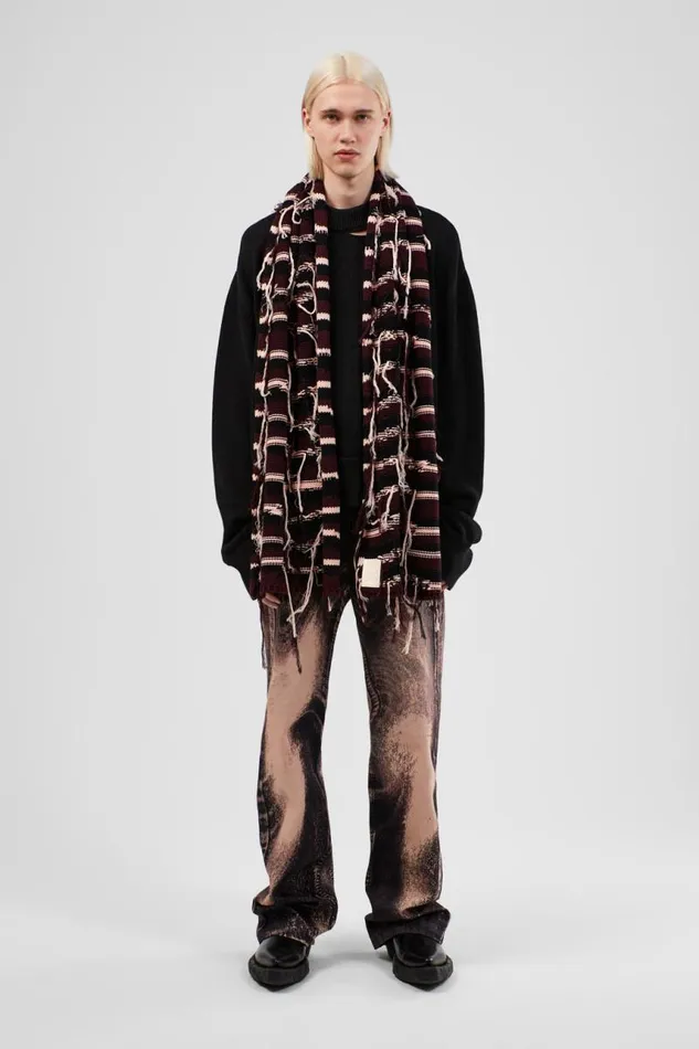 Men Camper Knit Knit Scarf Brown Intarsia Knit Scarf Men Camper Knit Knit Scarf Brown Intarsia Knit Scarf