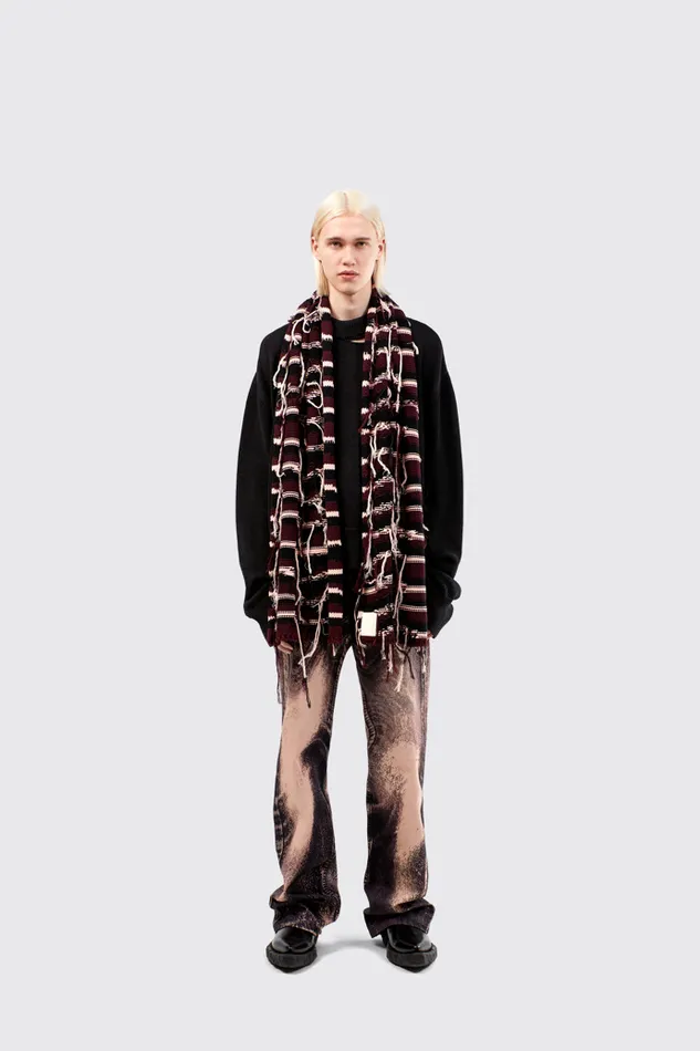 Men Camper Knit Knit Scarf Brown Intarsia Knit Scarf Men Camper Knit Knit Scarf Brown Intarsia Knit Scarf