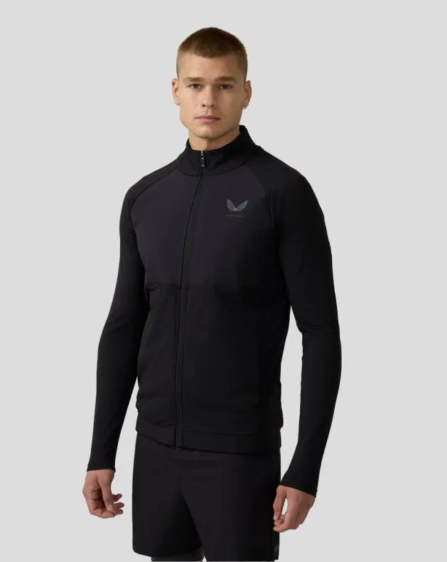 Men Castore Jackets Flow Long Sleeve Hybrid Jacket 8211 Black