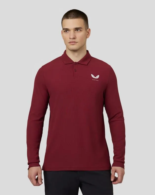 Men Castore Polos Golf Essential Long Sleeve Polo 8211 Cabernet