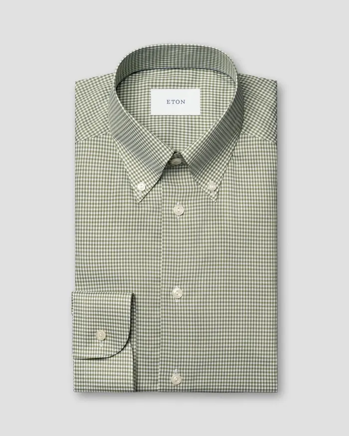 Men Check Signature Oxford Shirt Green Eton Dress Shirts Men Check Signature Oxford Shirt Green Eton Dress Shirts