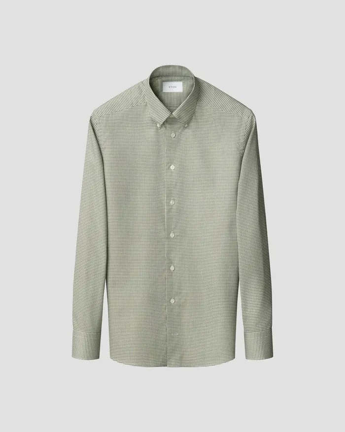 Men Check Signature Oxford Shirt Green Eton Dress Shirts Men Check Signature Oxford Shirt Green Eton Dress Shirts