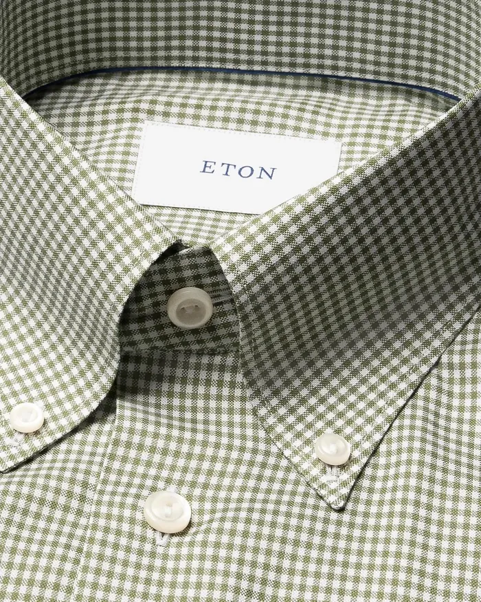Men Check Signature Oxford Shirt Green Eton Dress Shirts Men Check Signature Oxford Shirt Green Eton Dress Shirts