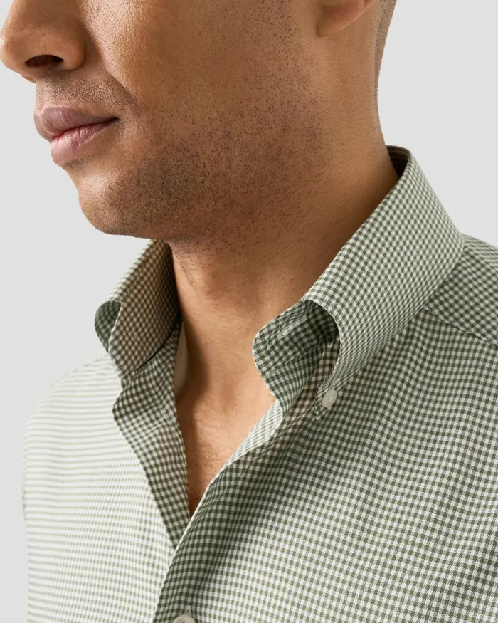 Men Check Signature Oxford Shirt Green Eton Dress Shirts Men Check Signature Oxford Shirt Green Eton Dress Shirts