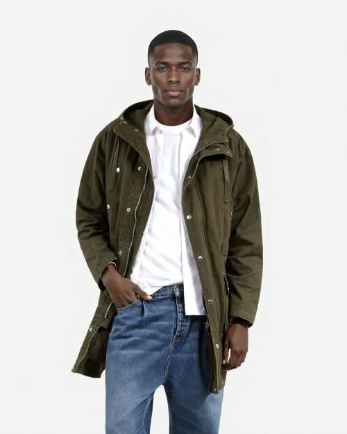 Men Coats and Jackets The Kooples Khaki Hooded Parka Kaki