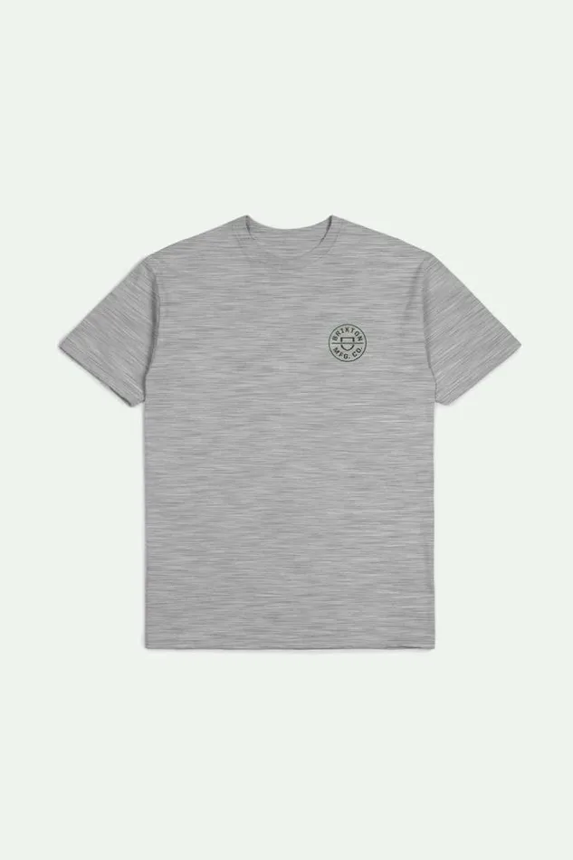 Men Crest II SS Standard TShirt Heather Greywashed Blackpine Needle Brixton TShirts