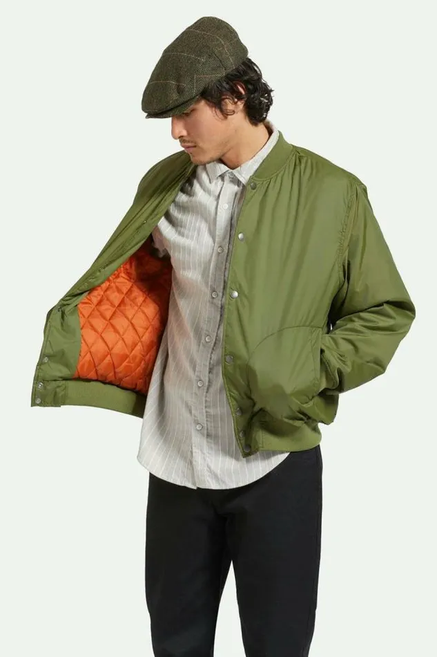 Men Dillinger Flight Bomber Jacket Cypress Green Brixton Jackets