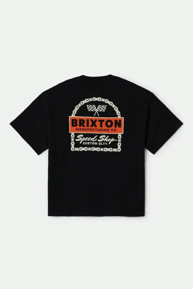Men Drayton Heavyweight Relaxed TShirt Black Classic Wash Brixton TShirts