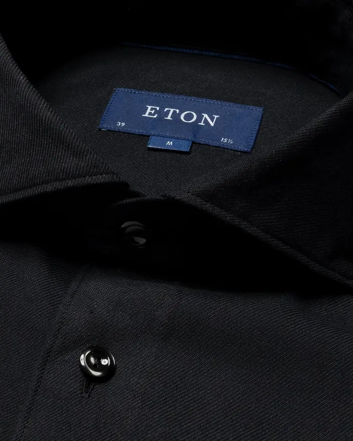 Men Flannel Shirt Black Eton Casual Shirts Men Flannel Shirt Black Eton Casual Shirts