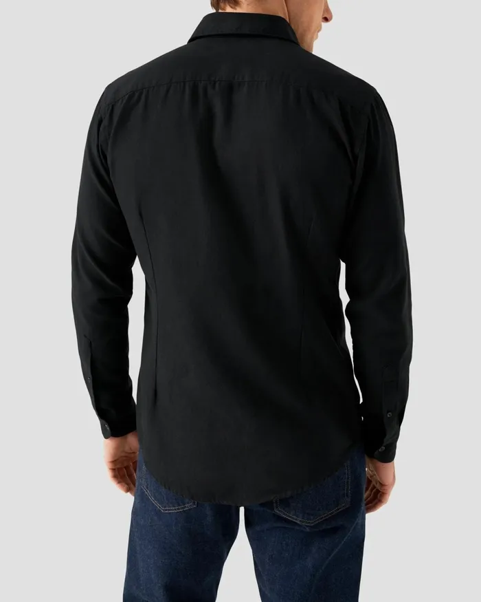 Men Flannel Shirt Black Eton Casual Shirts Men Flannel Shirt Black Eton Casual Shirts
