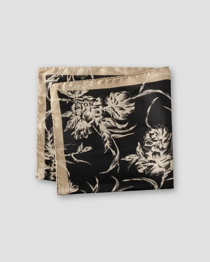 Men Floral Silk Pocket Square Black Eton Pocket Squares Men Floral Silk Pocket Square Black Eton Pocket Squares