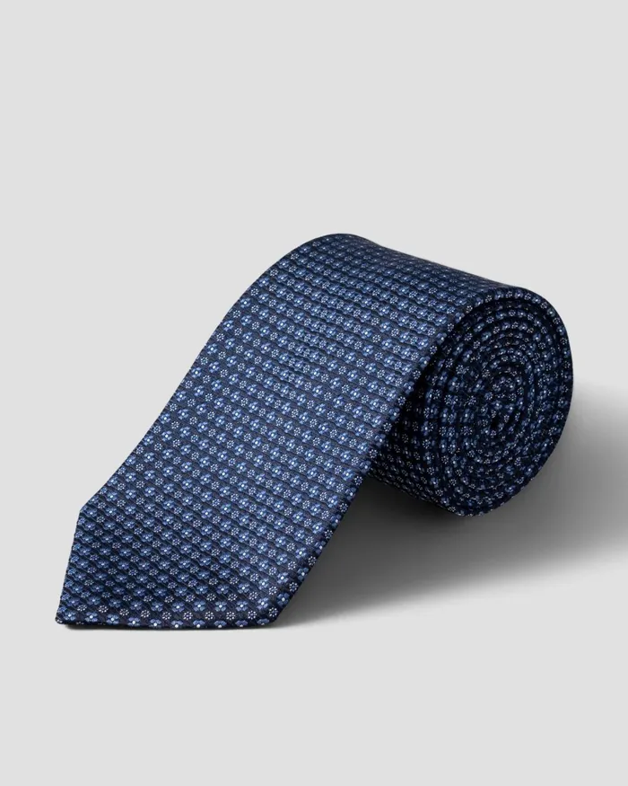 Men Floral Woven Silk Tie Blue Eton Ties