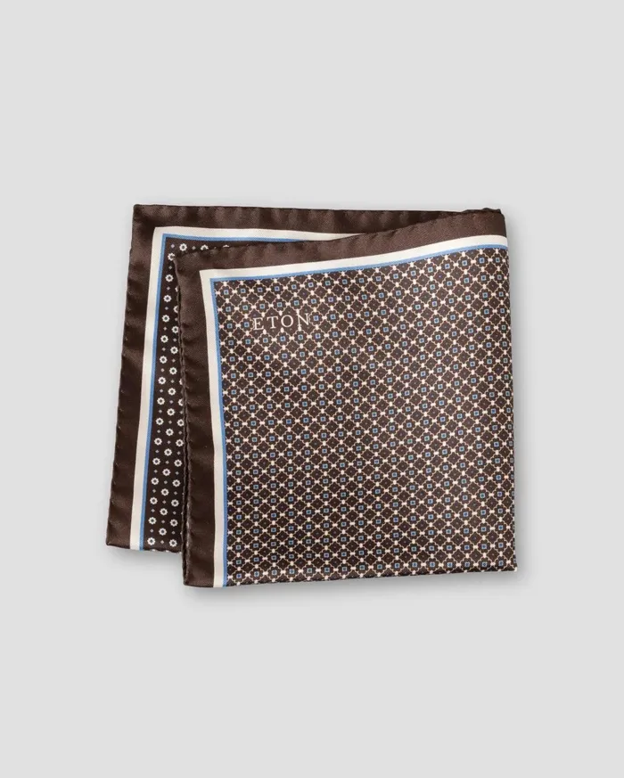 Men Four Sided Silk Pocket Square Brown Eton Pocket Squares