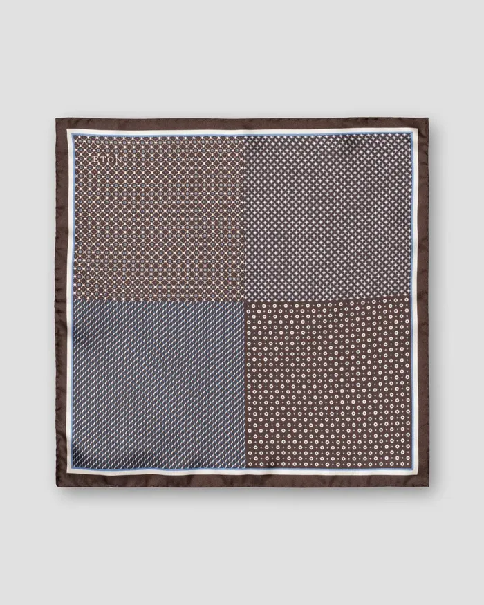 Men Four Sided Silk Pocket Square Brown Eton Pocket Squares Men Four Sided Silk Pocket Square Brown Eton Pocket Squares