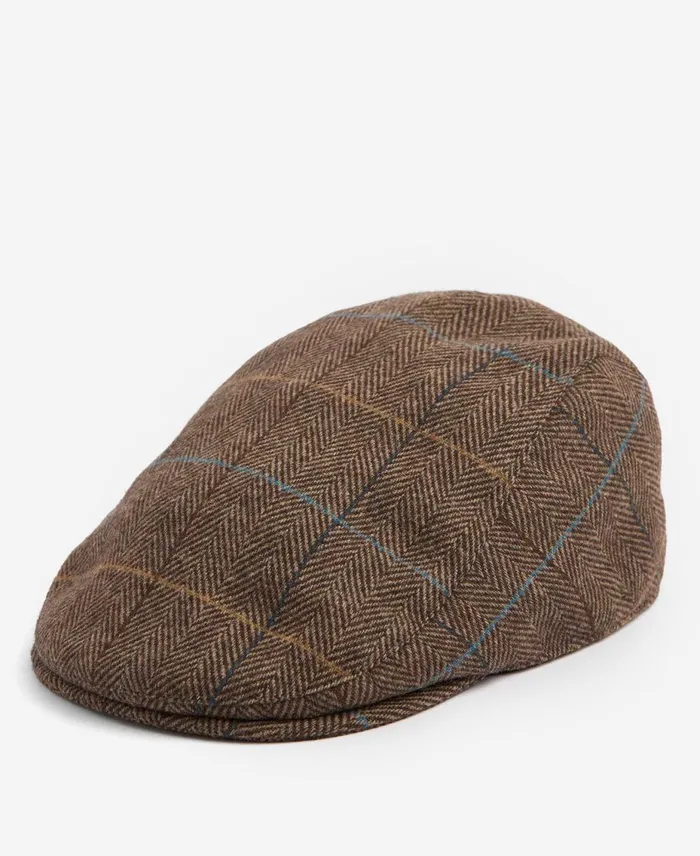Men Hats Barbour Cheviot Flat Cap Olive Herringbone