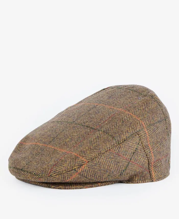 Men Hats Barbour Wilkin Flat Cap Oliveorangered