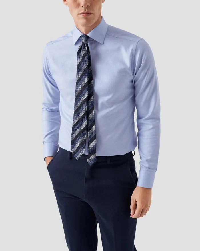 Men Light Blue Patterned Textured Twill Shirt Blue Eton Dress Shirts Men Light Blue Patterned Textured Twill Shirt Blue Eton Dress Shirts