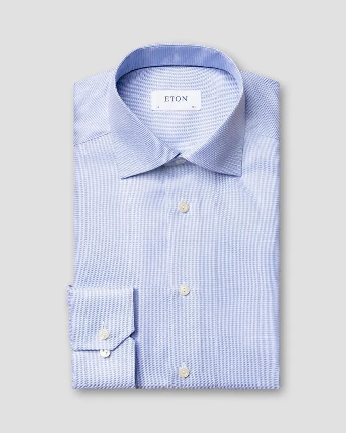 Men Light Blue Patterned Textured Twill Shirt Blue Eton Dress Shirts Men Light Blue Patterned Textured Twill Shirt Blue Eton Dress Shirts