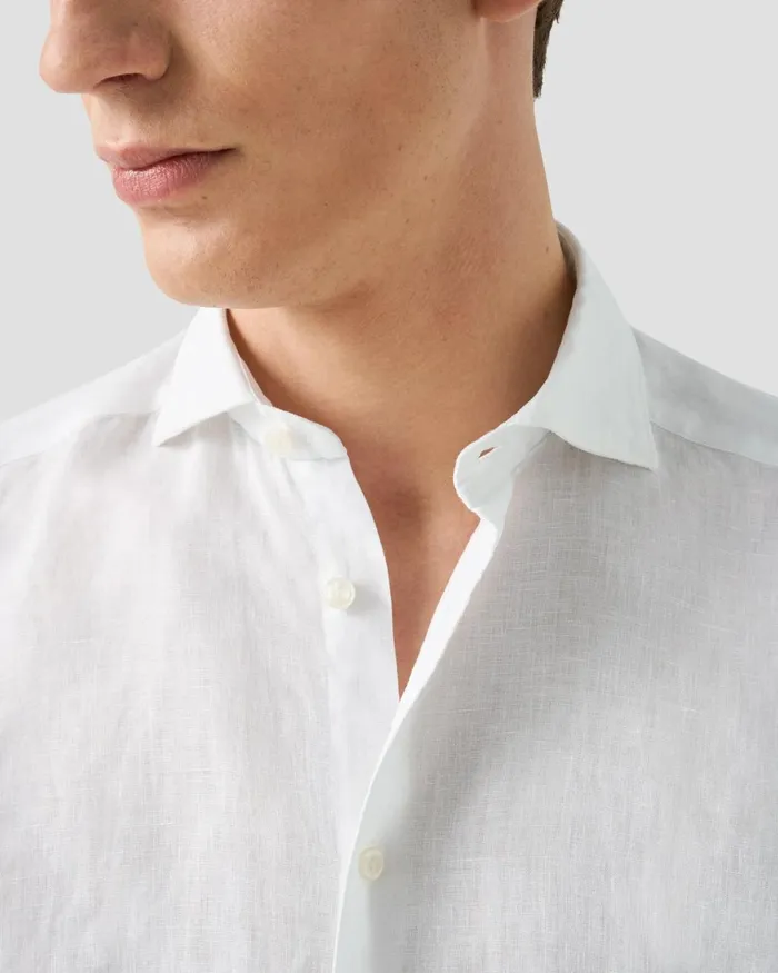 Men Linen Shirt White Eton Casual Shirts
