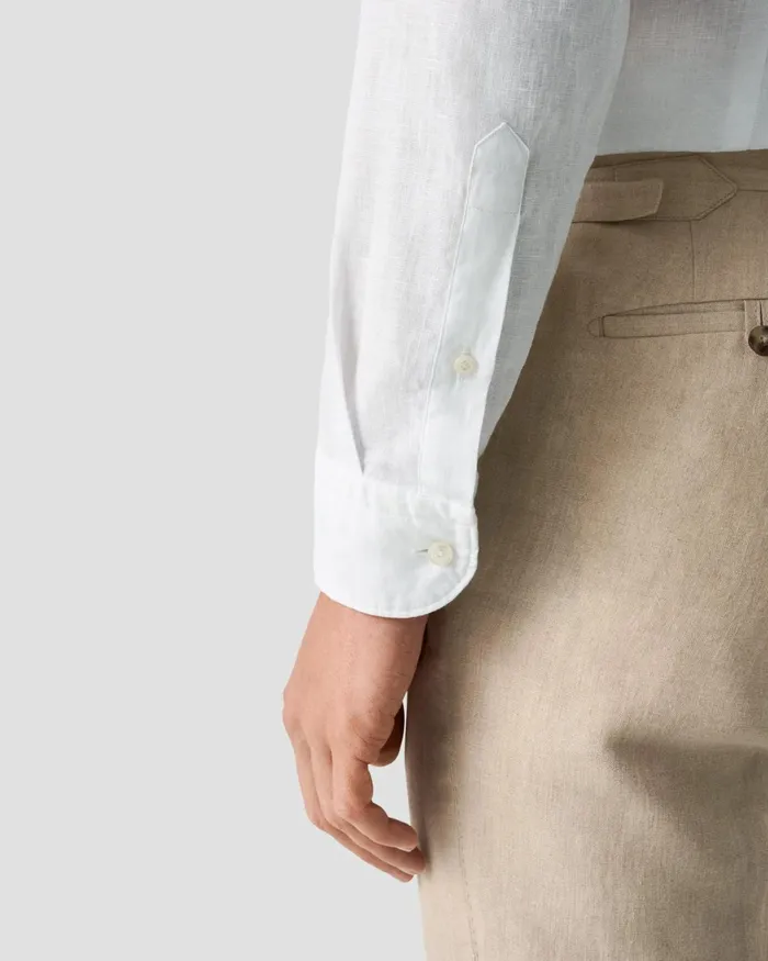 Men Linen Shirt White Eton Casual Shirts