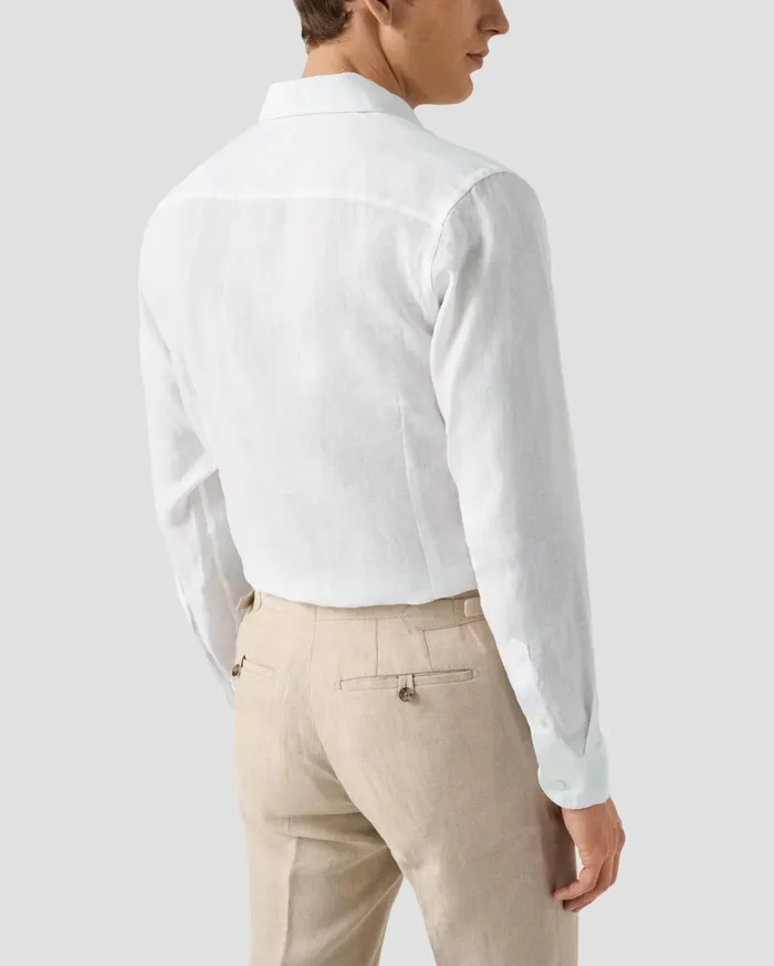 Men Linen Shirt White Eton Casual Shirts