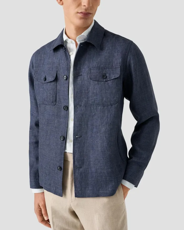 Men Linen Shirt White Eton Casual Shirts