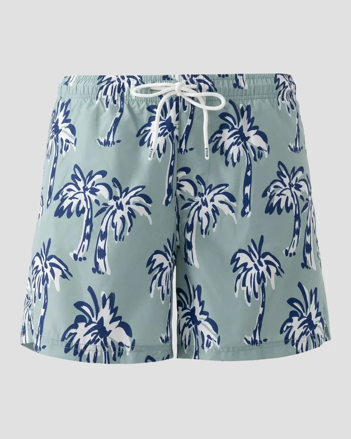Men Motif Swim Shorts Green Eton Shorts and Swim Shorts