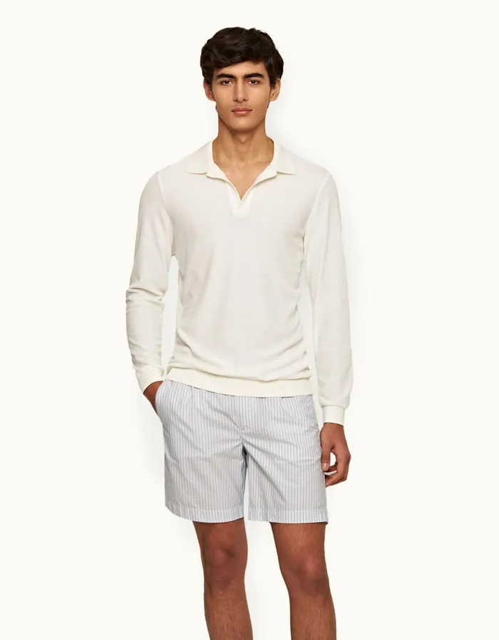 Men Orlebar Brown Polo Shirts Bouvet Towelling Sandbar