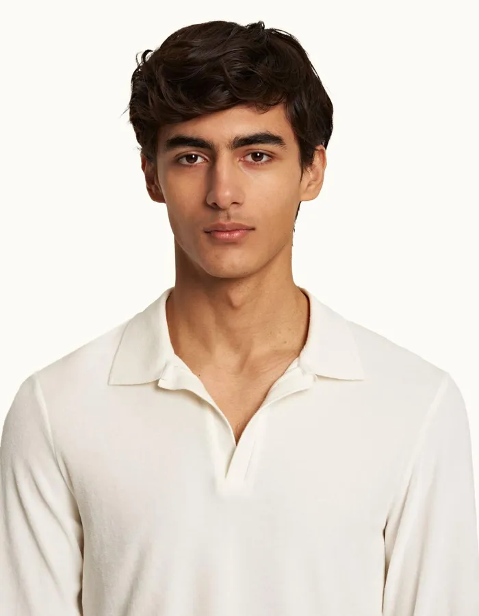 Men Orlebar Brown Polo Shirts Bouvet Towelling Sandbar