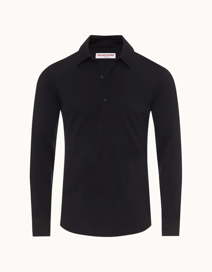 Men Orlebar Brown Polo Shirts Sebastian Cashmere Night Iris