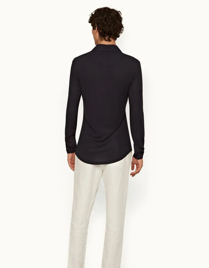 Men Orlebar Brown Polo Shirts Sebastian Cashmere Night Iris