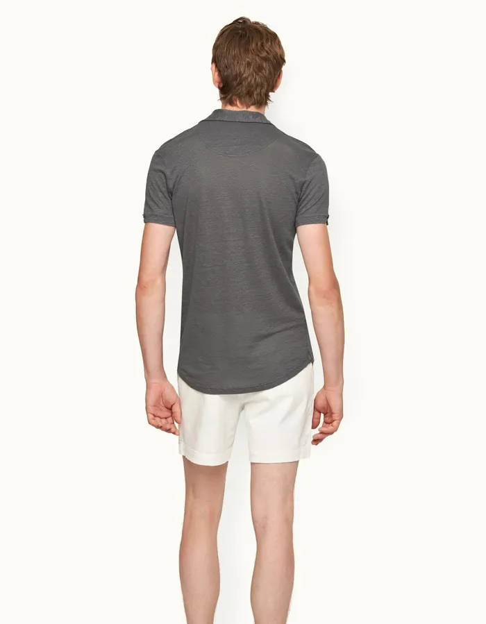 Men Orlebar Brown Polo Shirts Sebastian Linen Granite