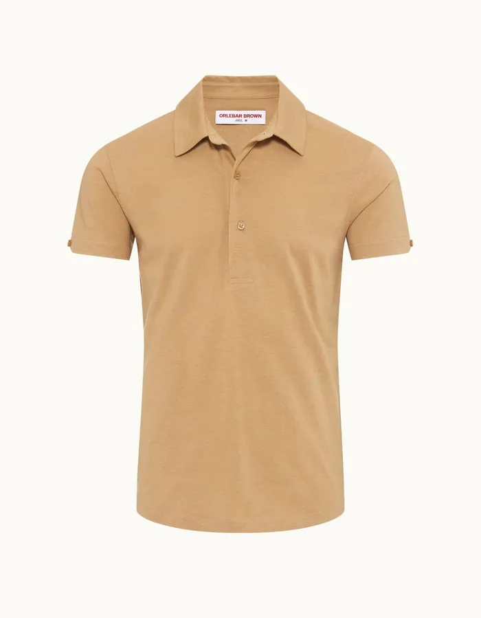 Men Orlebar Brown Polo Shirts Sebastian Silk Biscuit