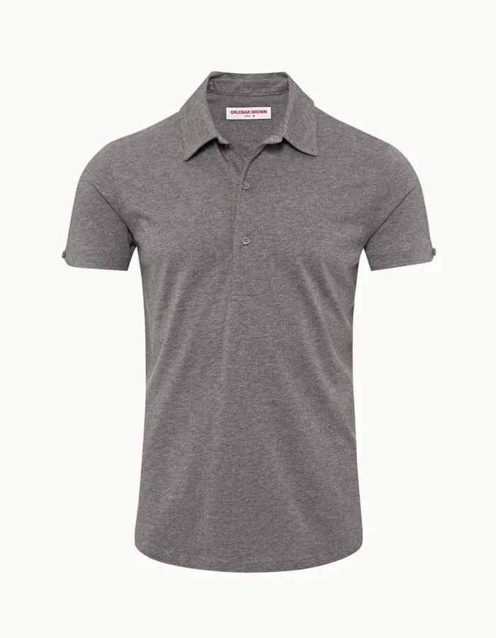 Men Orlebar Brown Polo Shirts Sebastian Silk Cinder