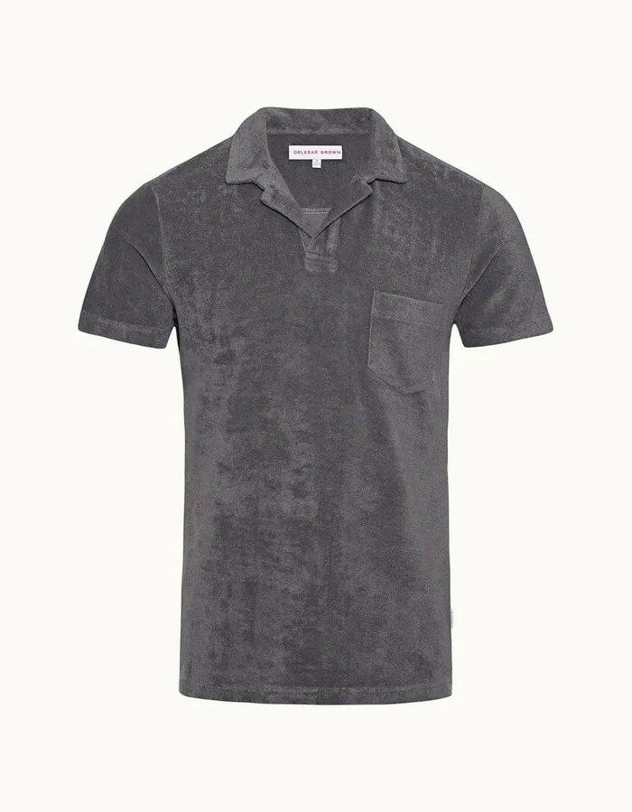 Men Orlebar Brown Polo Shirts Terry Towelling Granite