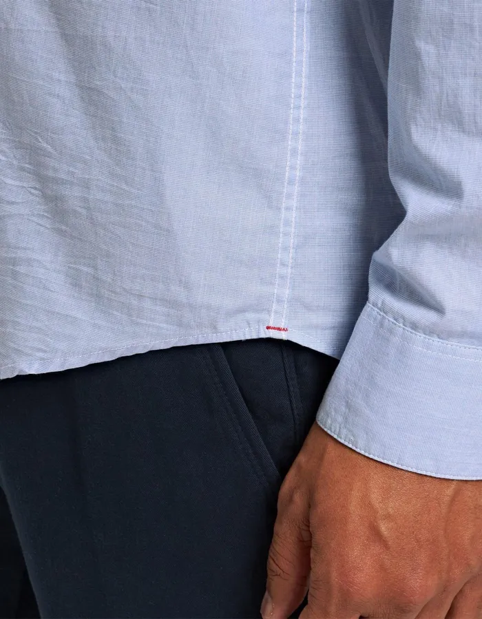 Men Orlebar Brown Shirts Giles Chainstitch Ice Bluewhite