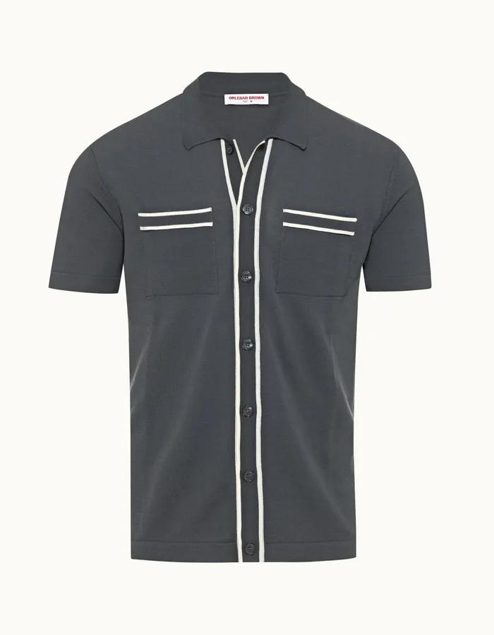 Men Orlebar Brown Shirts Keeling Granitewhite Sand