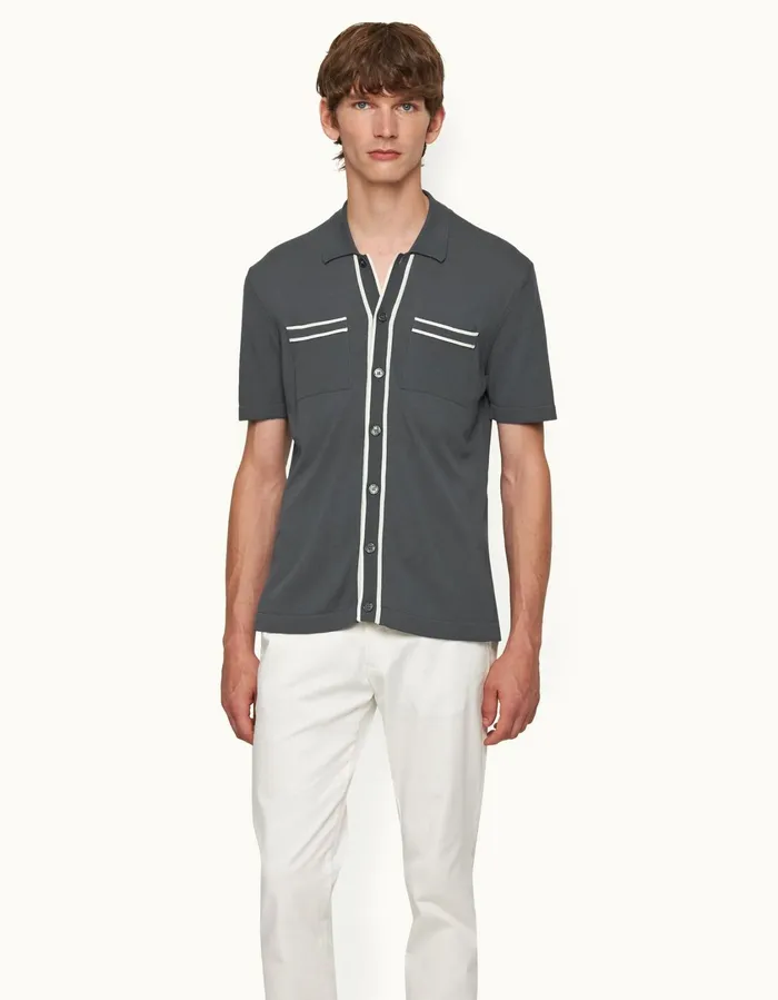 Men Orlebar Brown Shirts Keeling Granitewhite Sand