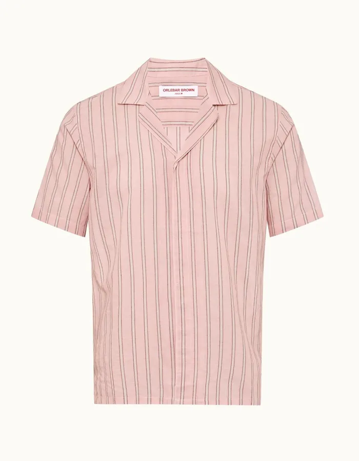 Men Orlebar Brown Shirts Maitan Rosewhite